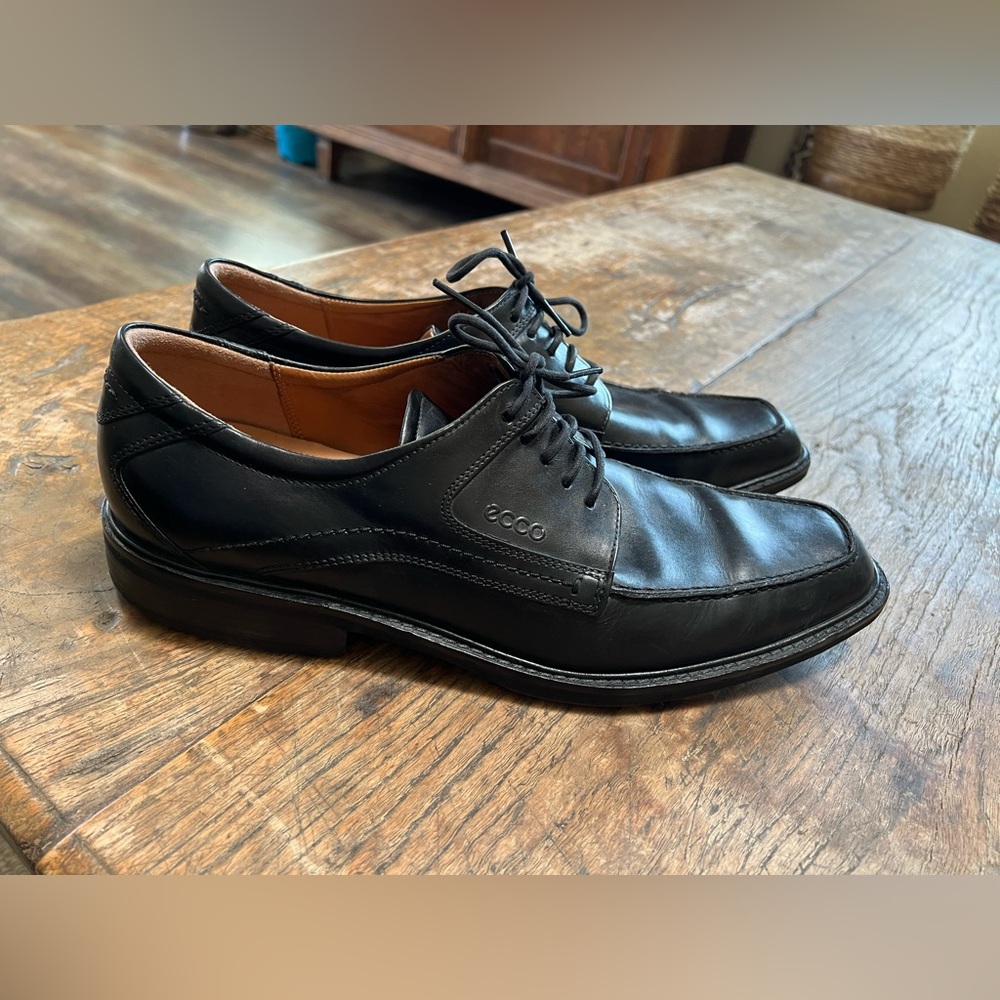 ECCO men’s black leather Oxford shoes size 46 12 -12 1/2 Black EUC!